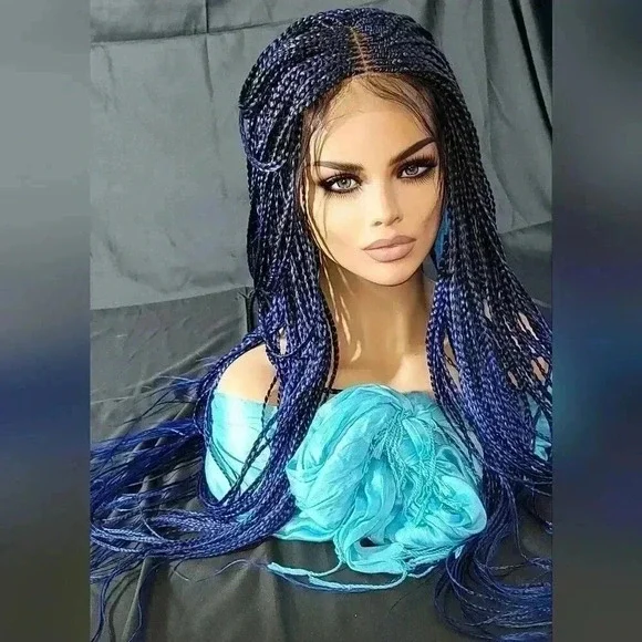Blue Braided wig 100% handmade, ombre wig, NWT exotic colors absolutely gorgeous - Picture 7 of 15